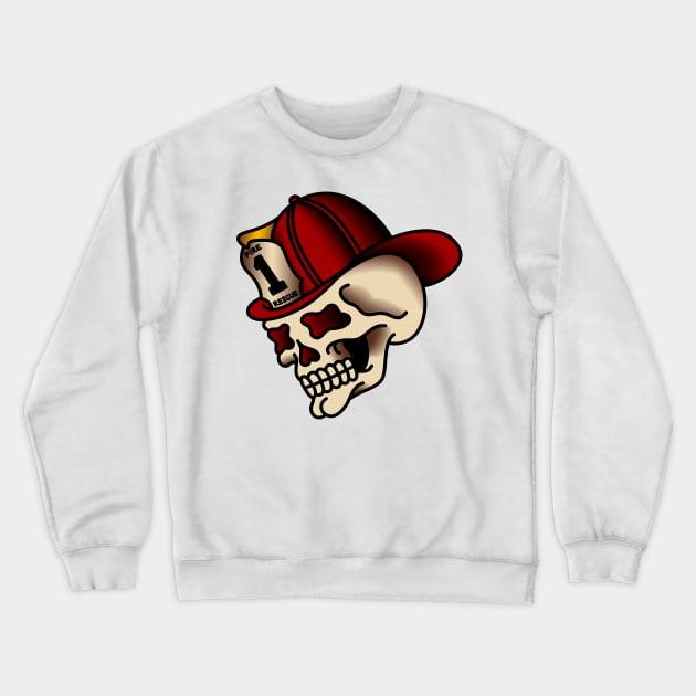 Firefighter Skull Crewneck Sweatshirt by OldSalt